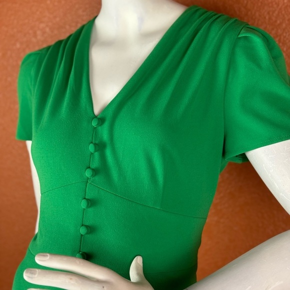 DKNY Women's Bubble-Sleeve Scuba-Crepe Midi Green Dress Size 10.  C14 - Picture 11 of 17
